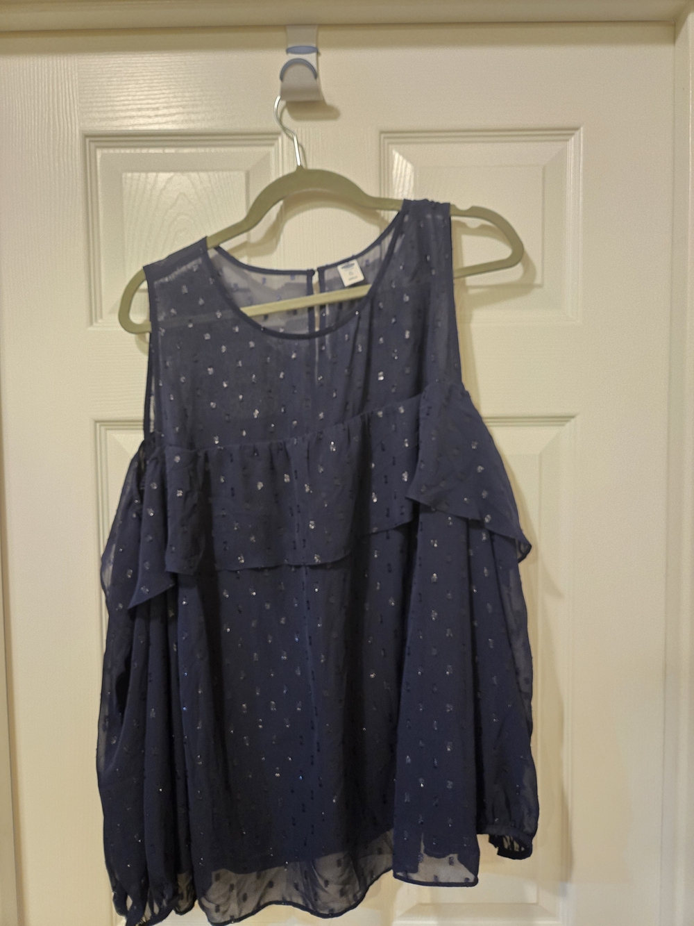 Old Navy Navy Blue Cold-Shoulder Ruffle Top